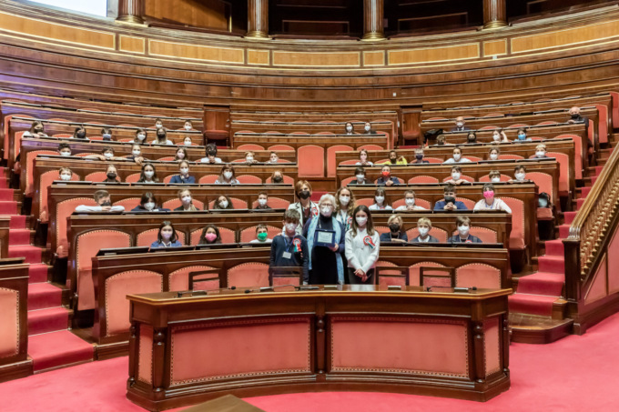 I bambini della scuola Gajo nell’aula del Senato con una proposta di legge