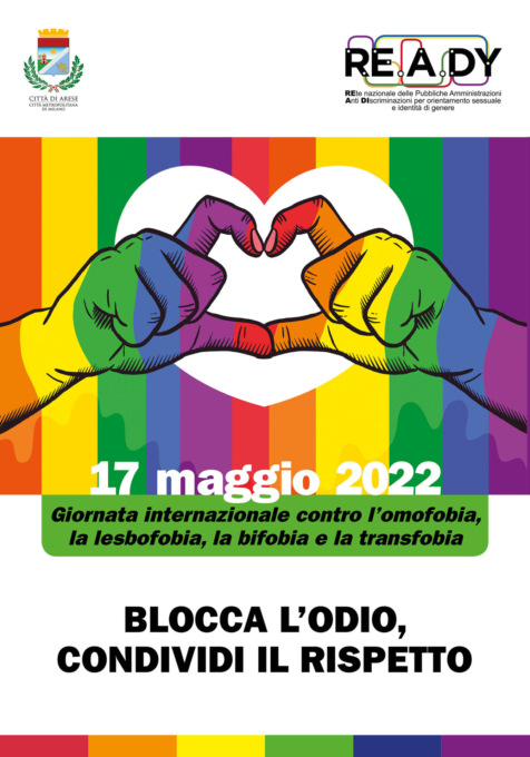 Arese celebra la Giornata internazionale contro l’omofobia, la lesbofobia, la transfobia e la bifobia
