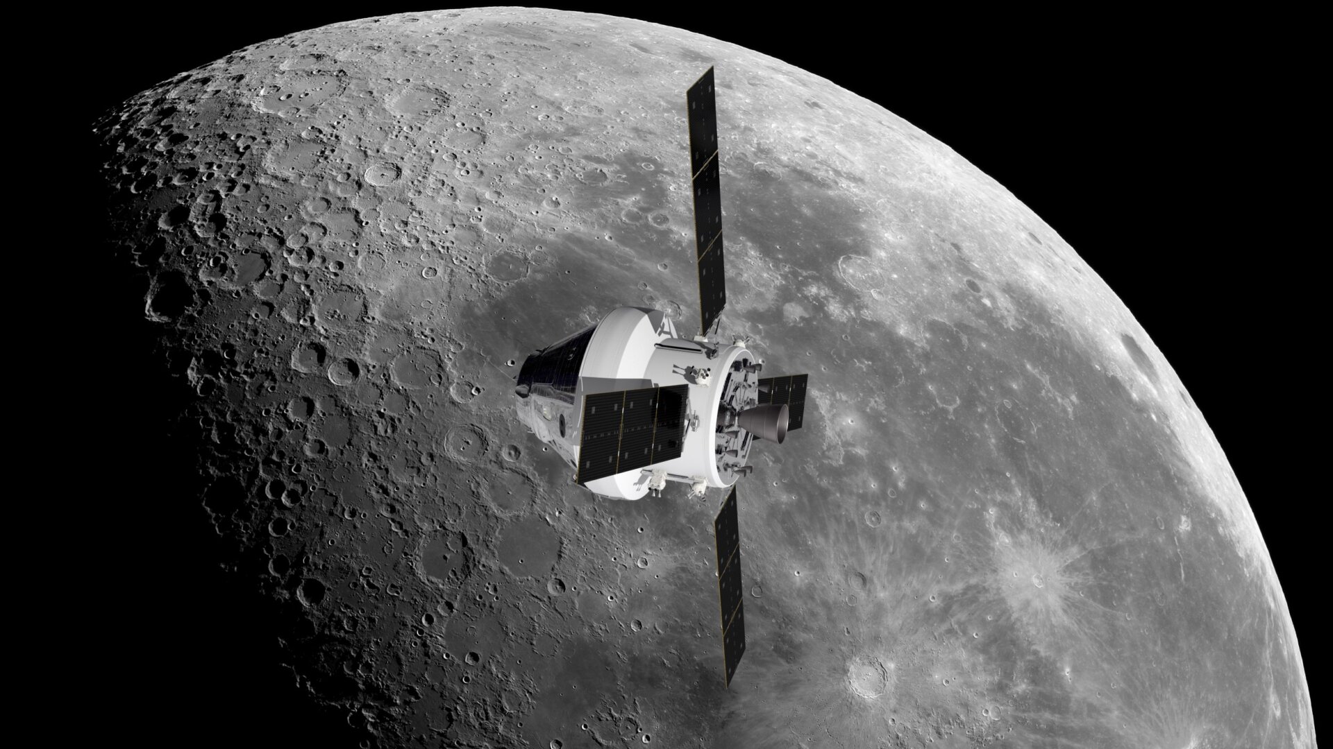 Nerviano Leonardo Orion_ESM_orbiting_the_Moon @NASA_ESA_ATG Medialab