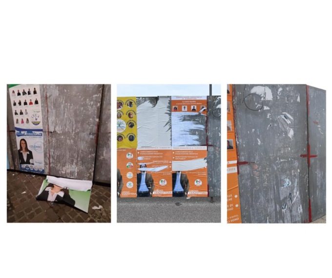 Raid ai manifesti elettorali a Bareggio