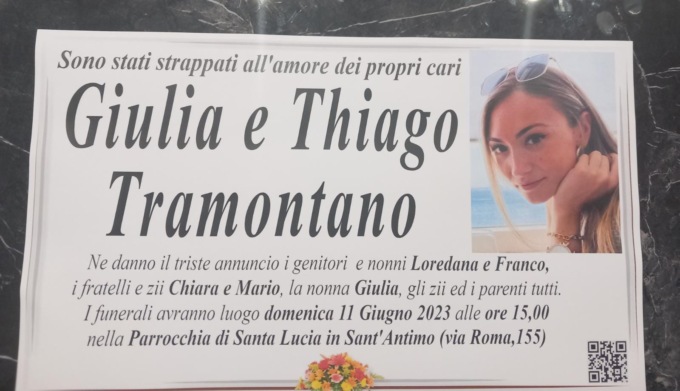 Domenica a Sant’Antimo i funerali di Giulia e Thiago
