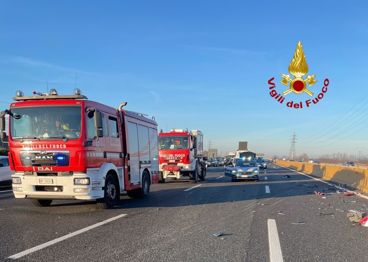 Vigili del fuoco ambulanza autostrada Arluno