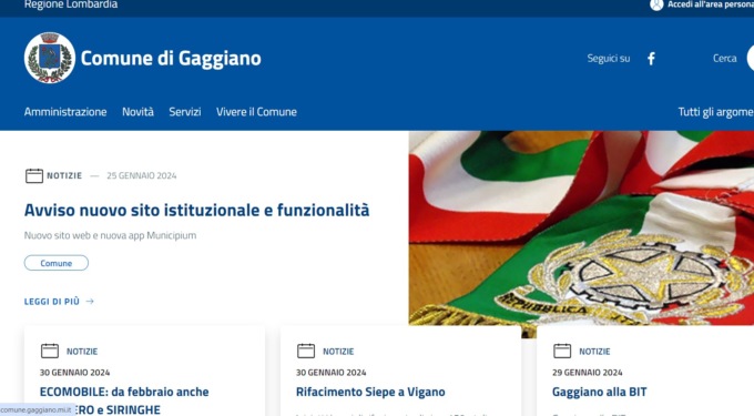Nuovo sito web per il Comune di Gaggiano