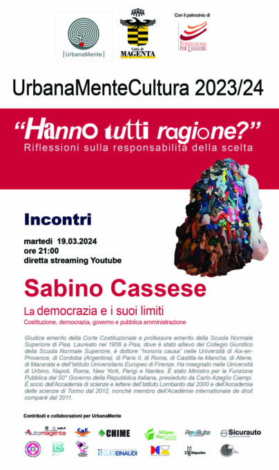 L’ex Ministro Sabino Cassese ospite dell’associazione UrbanaMente