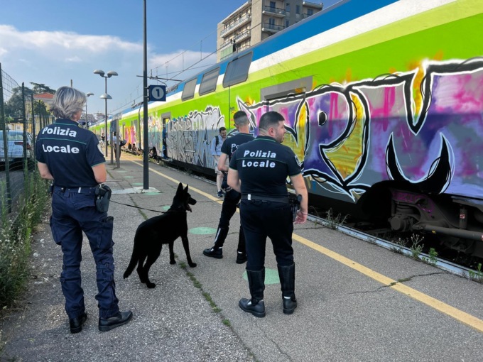 Ad Abbiategrasso Polizia Locale e unità cinofila in azione