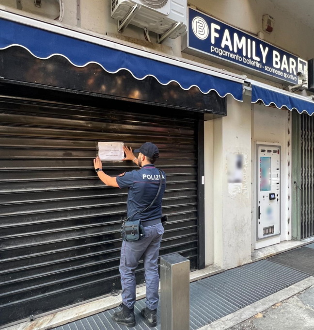 Il Questore sospende per 15 giorni la licenza del bar