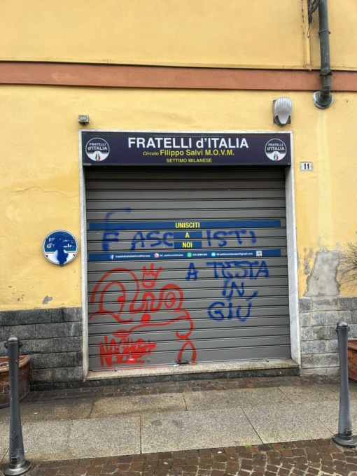 Sede Fdi vandalizzata: “Gesto intimidatorio”