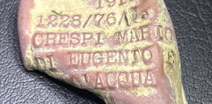 La piastrina del soldato Crespi ritrovata a Novi Ligure