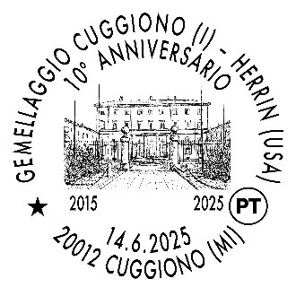 cuggiono-annullo postale decennale gemellaggio con herrin