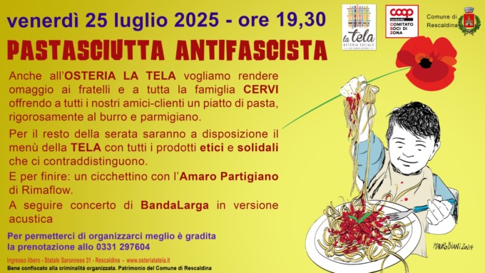 Appuntamento il 25 luglio con la Pastasciutta antifascista