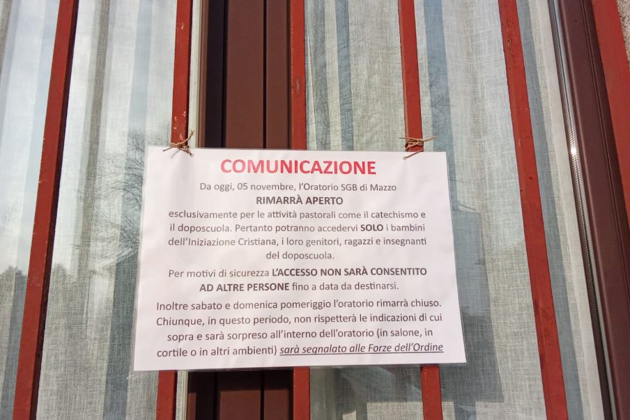 Oratorio chiuso per motivi di sicurezza… dopo la rissa