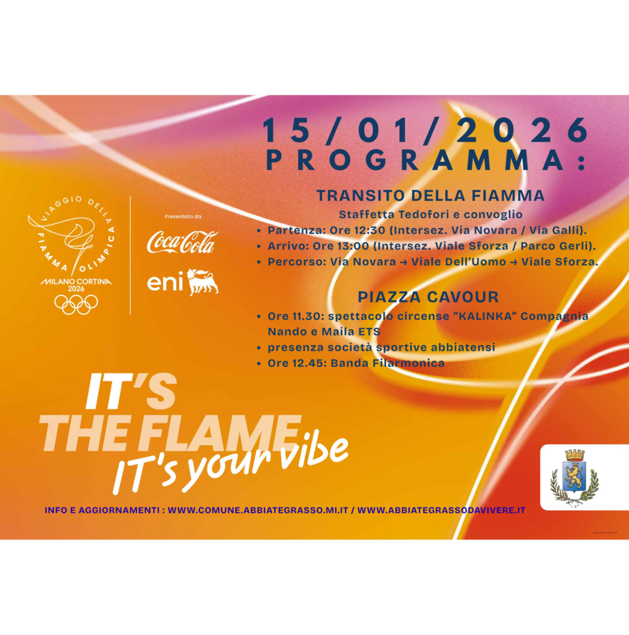 Abbiategrasso si illumina: la Fiamma Olimpica arriva in città