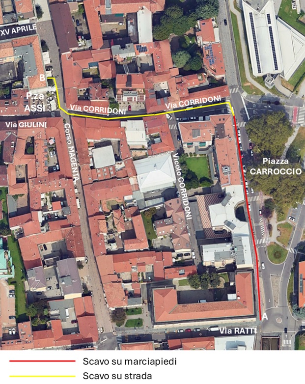 Intervento sulla rete elettrica in centro città