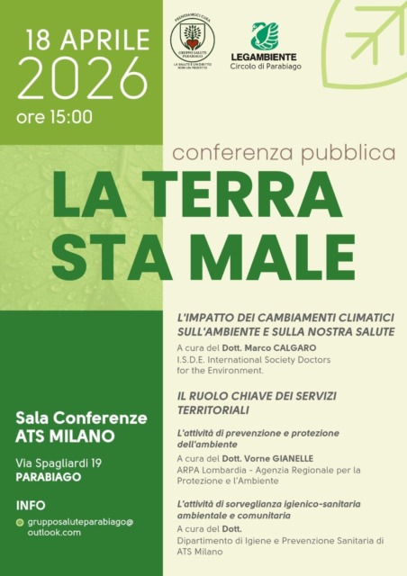 Il Gruppo salute e Legambiente insieme per l’incontro “La Terra sta male”