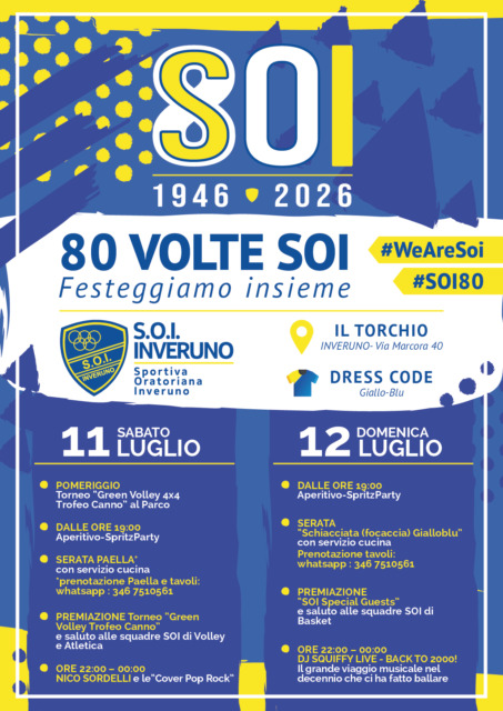Fine settimana in gialloblu, per festeggiare insieme gli 80 anni della Soi