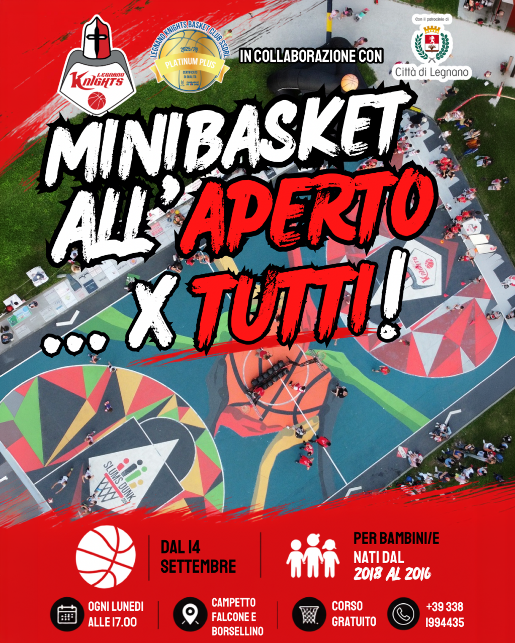 I Legnano Knights lanciano il minibasket all’aperto al parco Falcone e Borsellino
