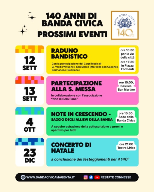 Quattro bande in sfilata per i 140 anni della Banda Civica