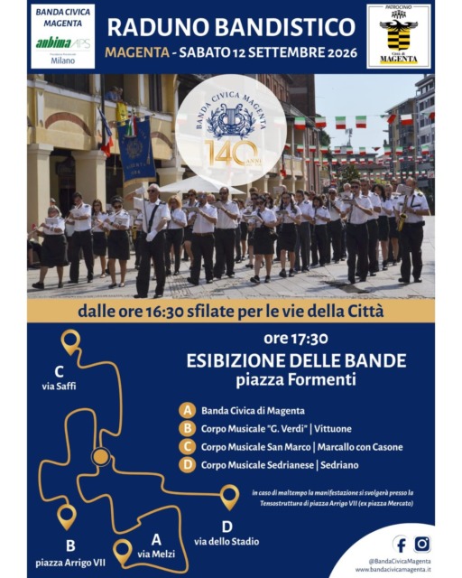 Quattro bande in sfilata per i 140 anni della Banda Civica