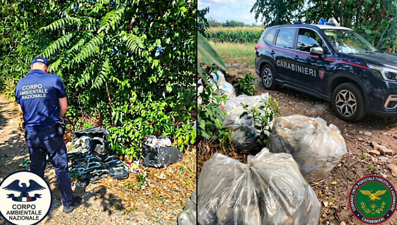 Scarico di rifiuti abusivo nel parco del Roccolo